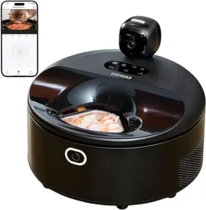 smart automatic cat feeder with camera and app monitoring serving wet cat food